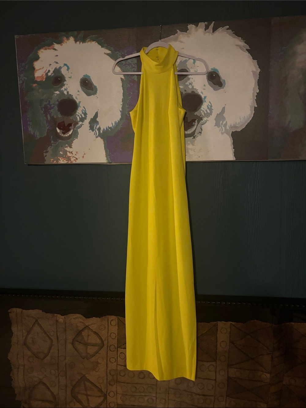 Badgley Mischka Yellow Halter Maxi Dress